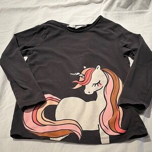 5-6 yr H&M Unicorn Long Sleeve Shirt - Black and Pink